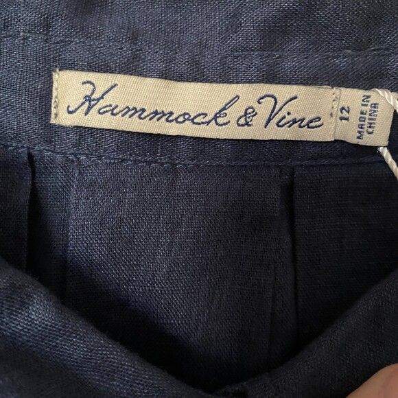 NWOT Hammock & Vine Navy Embroidered Linen Tunic/Dress Women’s 12 - Picture 3 of 13